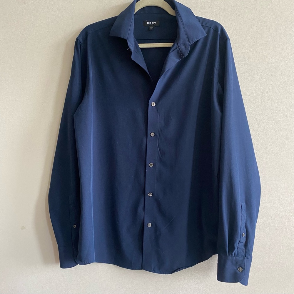 Men’s DKNY navy blue long sleeve button down